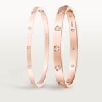 18k rose gold 10 diamond screw motif bangle bracelet