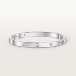 18K White Gold 4-Diamond Screw Motif Bangle Bracelet