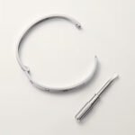 18K White Gold 4-Diamond Screw Motif Bangle Bracelet
