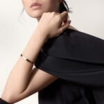18K rose gold screw motif bangle bracelet