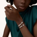 18K White Gold Screw Motif Bangle Bracelet