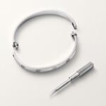 18K White Gold Screw Motif Bangle Bracelet