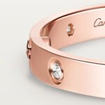 18k rose gold 10 diamond screw motif bangle bracelet