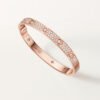 18k rose gold diamond pave screw motif bangle bracelet