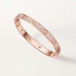 18k rose gold diamond pave screw motif bangle bracelet
