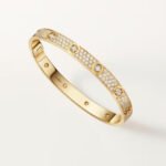 18k gold diamond pave screw motif bangle bracelet