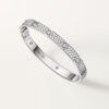 18k white gold diamond pave screw motif bangle bracelet