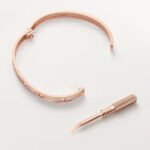 18k rose gold diamond pave screw motif bangle bracelet