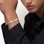 18k white gold flexible screw motif bangle bracelet