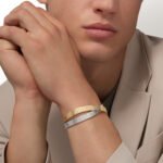 18k white gold flexible screw motif bangle bracelet