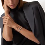 18K Rose Gold 4-Diamond Screw Motif Bangle Bracelet