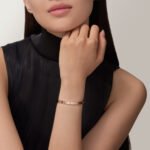 18K Rose Gold 4-Diamond Screw Motif Bangle Bracelet