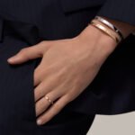 18K Gold 4-Diamond Screw Motif Bangle Bracelet