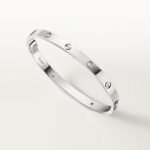 18K White Gold 4-Diamond Screw Motif Bangle Bracelet