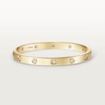 18k gold 10 diamond screw motif bangle bracelet