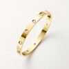 18k gold 10 diamond screw motif bangle bracelet
