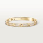 18k gold diamond pave screw motif bangle bracelet