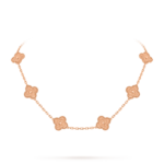 18K Rose Gold Vintage 10 Motifs Clover Necklace