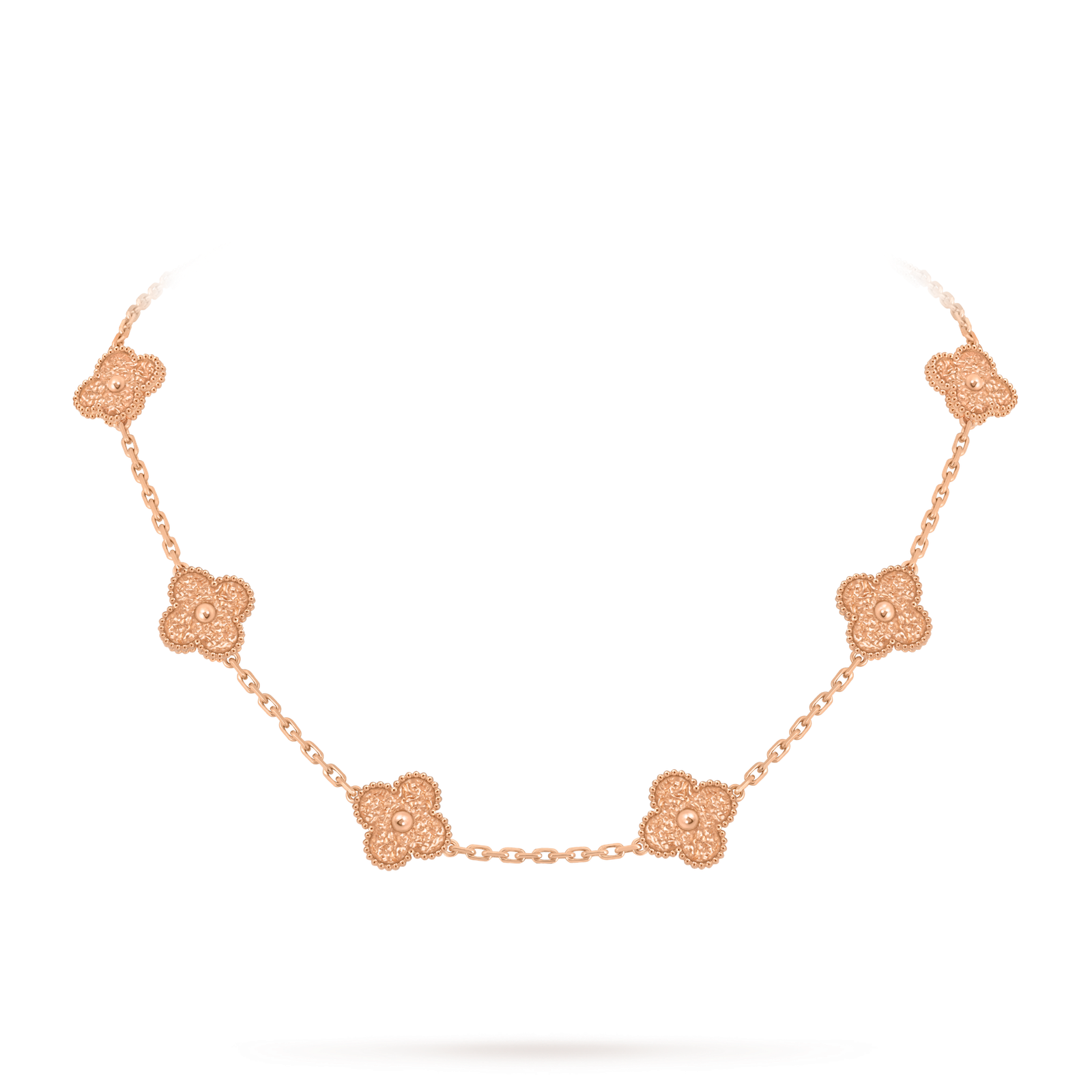 18K Rose Gold Vintage 10 Motifs Clover Necklace 18K Rose Gold Vintage 10 Motifs Clover Necklace