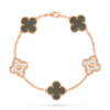 18K Rose Gold Mother-of-Pearl & Diamond Clover Bracelet – 5 Motifs (Mixed Motifs)