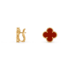 Carnelian Clover Stud Earrings in 18K Gold