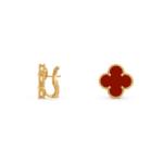 Carnelian Clover Stud Earrings in 18K Gold