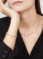 18K Rose Gold Vintage 10 Motifs Clover Necklace