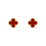 Carnelian Clover Stud Earrings in 18K Gold
