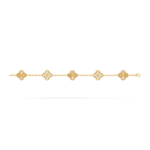 18K Gold Iridescent & Diamond Clover Bracelet – 5 Motifs (Mixed Motifs)