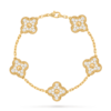 18K Gold Diamond Clover Bracelet – 5 Motifs (Pavé)