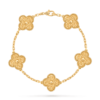 18K solid gold vintage 5 motif clover bracelet