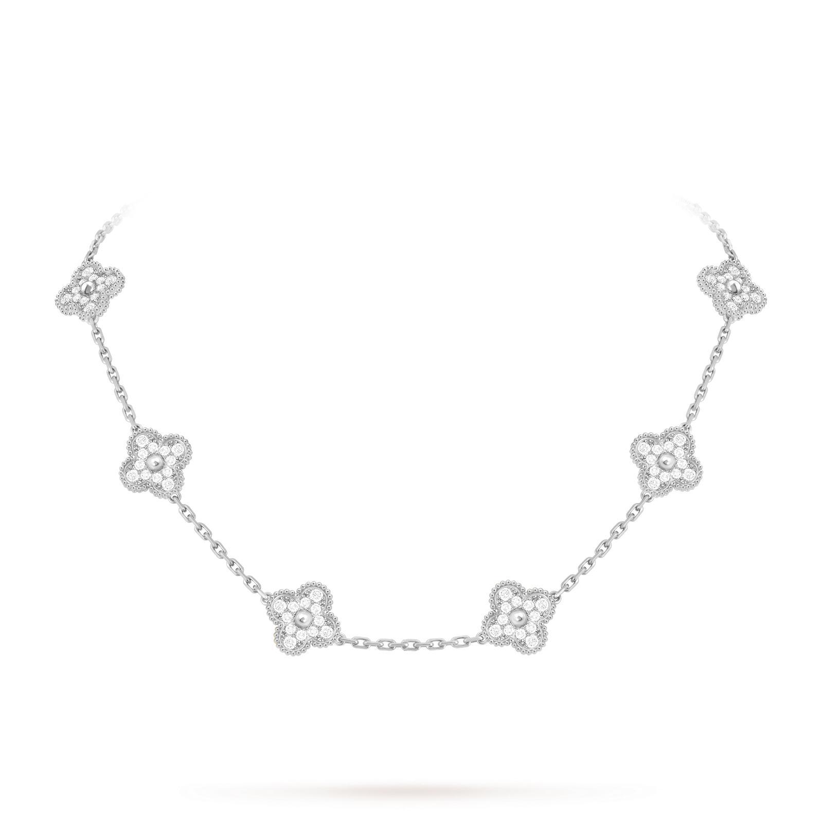 18K White Gold Diamond Pavé 10 Motifs Clover Necklace 18K White Gold Diamond Pavé 10 Motifs Clover Necklace