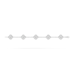 18K White Gold Diamond Clover Bracelet – 5 Motifs