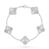 18K White Gold Iridescent Clover Bracelet – 5 Motifs