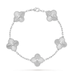 18K White Gold Iridescent Clover Bracelet – 5 Motifs