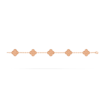 18K solid rose gold vintage 5 motif clover bracelet