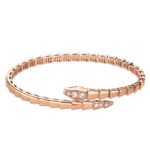 rose gold Serpenti Viper diamond accent open bangle bracelet