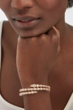 rose gold Serpenti Viper diamond triple-wrap bracelet