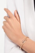rose gold Serpenti Viper diamond accent open bangle bracelet