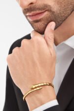yellow gold Serpenti Viper open bangle bracelet