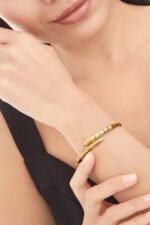 yellow gold Serpenti Viper open bangle bracelet