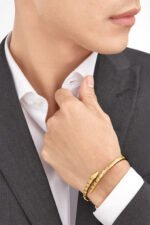 yellow gold Serpenti Viper open bangle bracelet