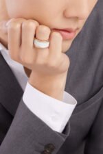 rose gold white ceramic spiral ring