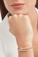 rose gold Serpenti Viper diamond open bangle bracelet