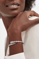 white gold Serpenti Viper diamond open bangle bracelet