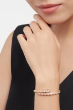 rose gold Serpenti Viper diamond open bangle bracelet