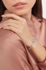 white gold Serpenti Viper diamond open bangle bracelet