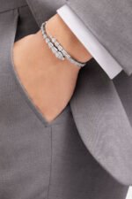 white gold Serpenti Viper diamond open bangle bracelet