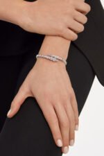 white gold Serpenti Viper diamond open bangle bracelet