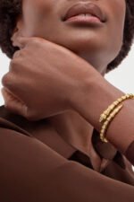 yellow gold Serpenti Viper diamond open bangle bracelet